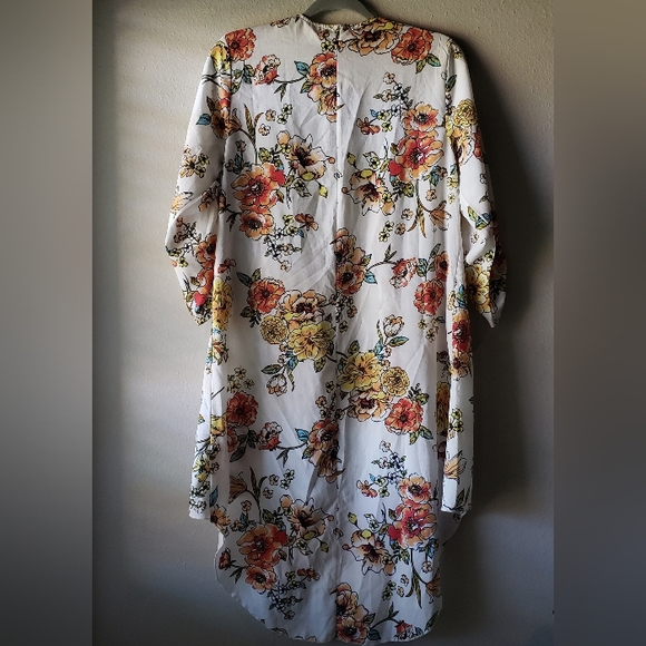 Kimono/Cardigan Ivory with Floral print L - Picture 2 of 6